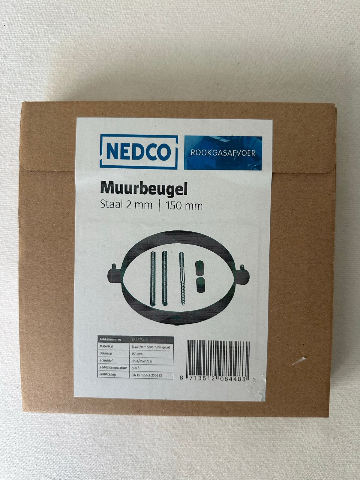 NEDCO Muurbeugel Rookgasafvoer Staal 2mm 150mm, Ophalen of Verzenden, Nieuw, Afzuiger