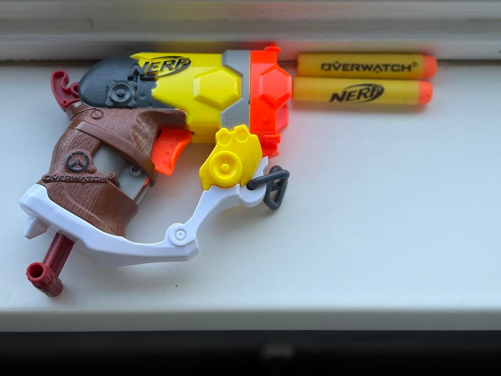Nerf Overwatch Roadhog Mini Blaster met 2 darts, Ophalen of Verzenden, Gebruikt, Jongen of Meisje