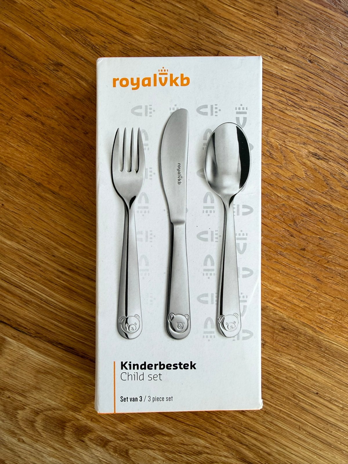 RoyalVKB Kinderbestek - 3-delige set met beren, Royal Van Kempen & Begeer, Kinderbestek, Bestekset, Ophalen of Verzenden