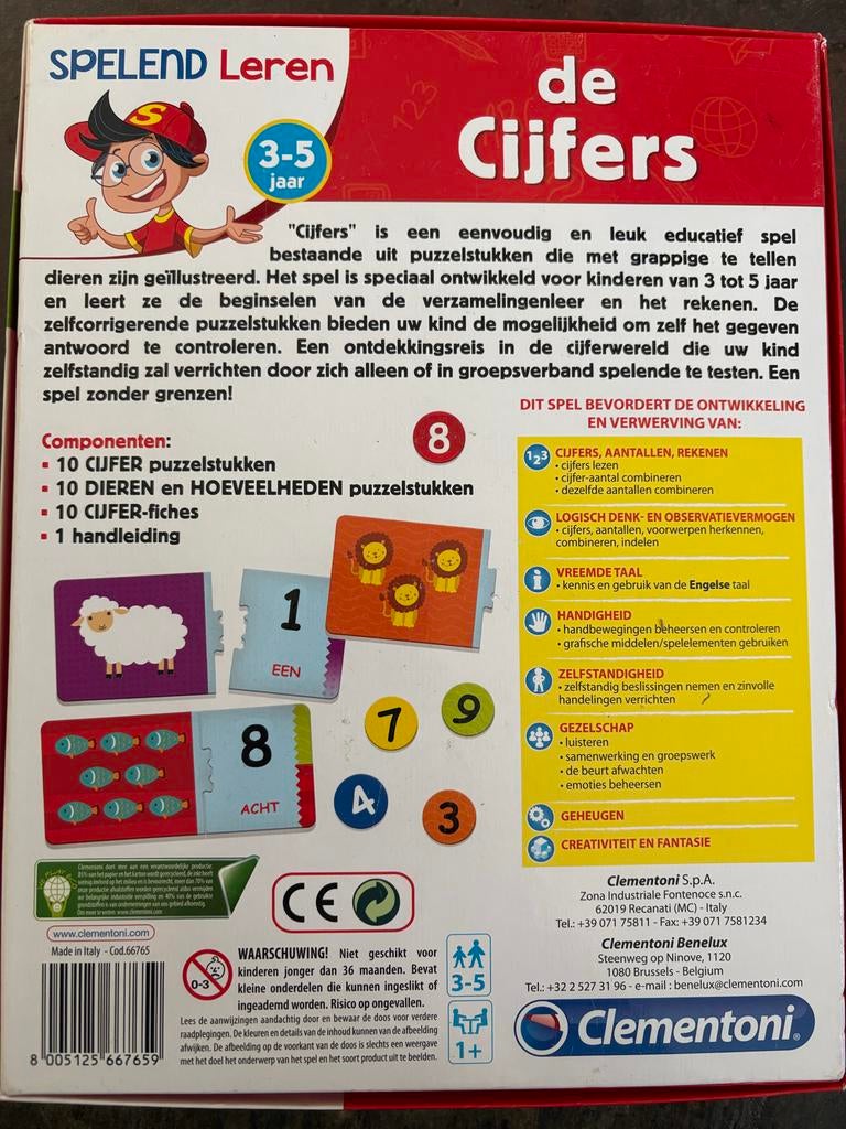 Clementoni Spelend Leren: De Cijfers (3-5 jaar), Ophalen of Verzenden, Zo goed als nieuw, Rekenen