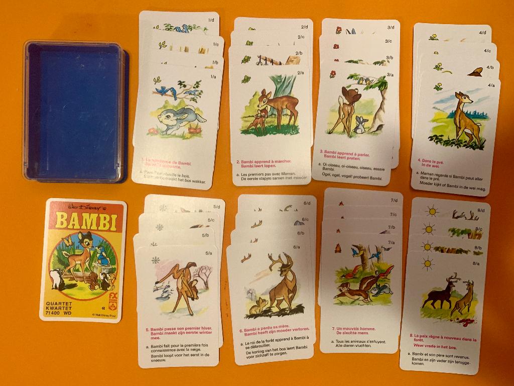 Vintage Schmid Walt Disney Bambi Kwartetspel - Compleet!, Ophalen of Verzenden, Bambi of Dumbo, Gebruikt, Overige typen