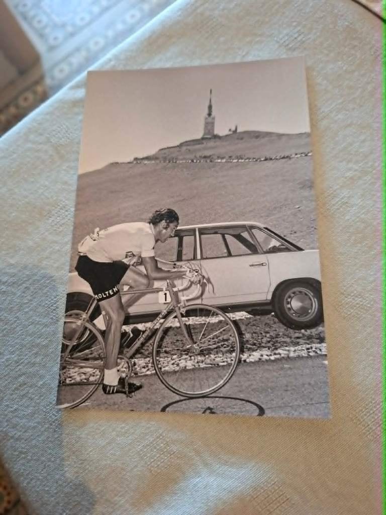 Vintage wielerfoto (Repro)  Eddy Merckx op Mont Ventoux, Verzenden, Zo goed als nieuw, Overige sporten, Poster, Plaatje of Sticker