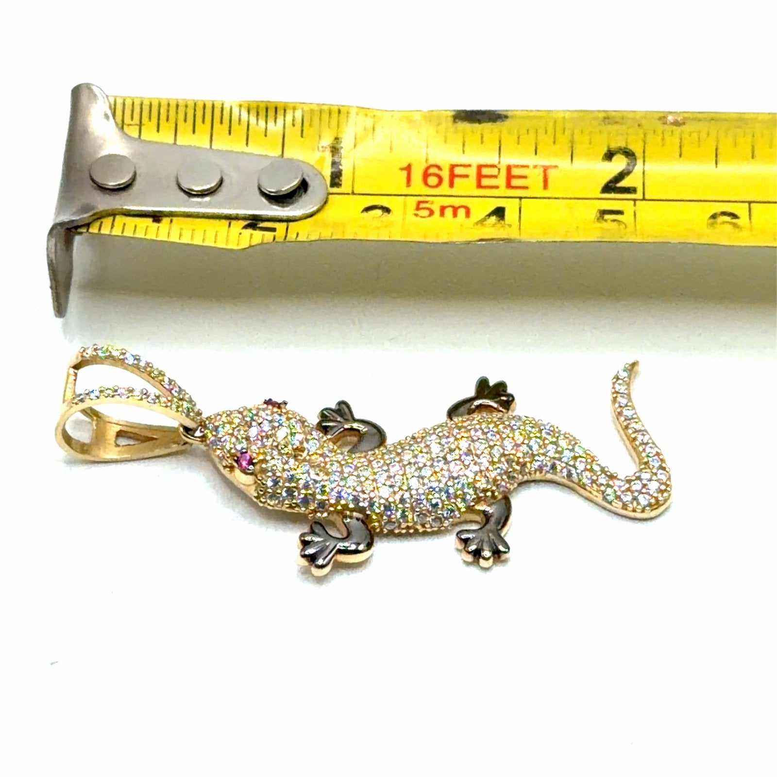 Gouden Hagedis Hanger met Zirkonia en Robijn Ogen, W, Nieuw, Ophalen of Verzenden, W