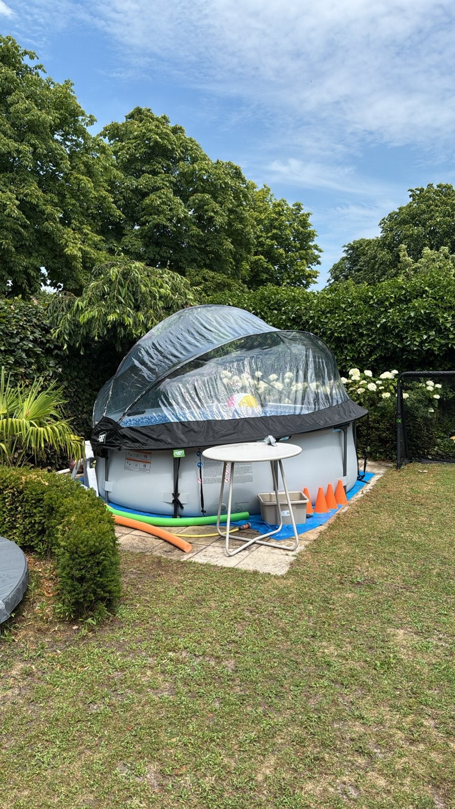 Zwembad met nieuwe koepel en zandfilterpomp zoutwatersysteem, Ophalen, Gebruikt, 80 tot 120 cm, Rond