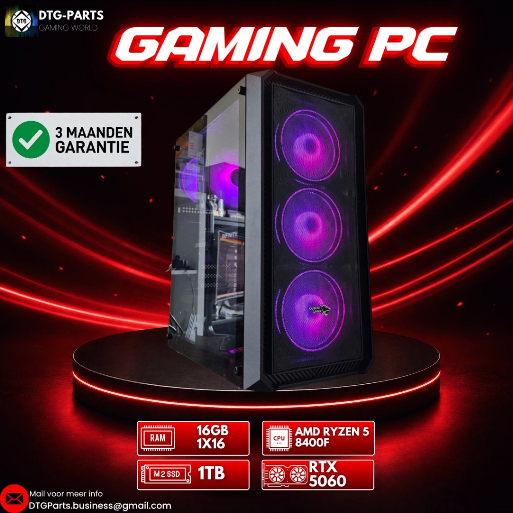 Gaming PC // RTX 5060 & AMD Ryzen 5 8400F, Ophalen, 7604 HM, DTGParts.Business@gmail.com, Zelf gebouwde pc