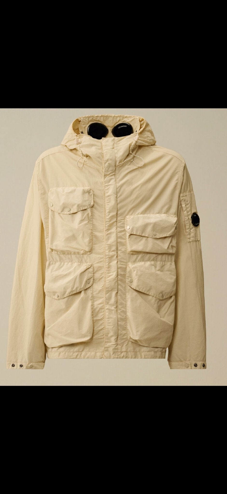 C.P. Company Flatt Nylon Goggle Jacket - Maat L, Ophalen of Verzenden, Zo goed als nieuw, Maat 52/54 (L), Beige