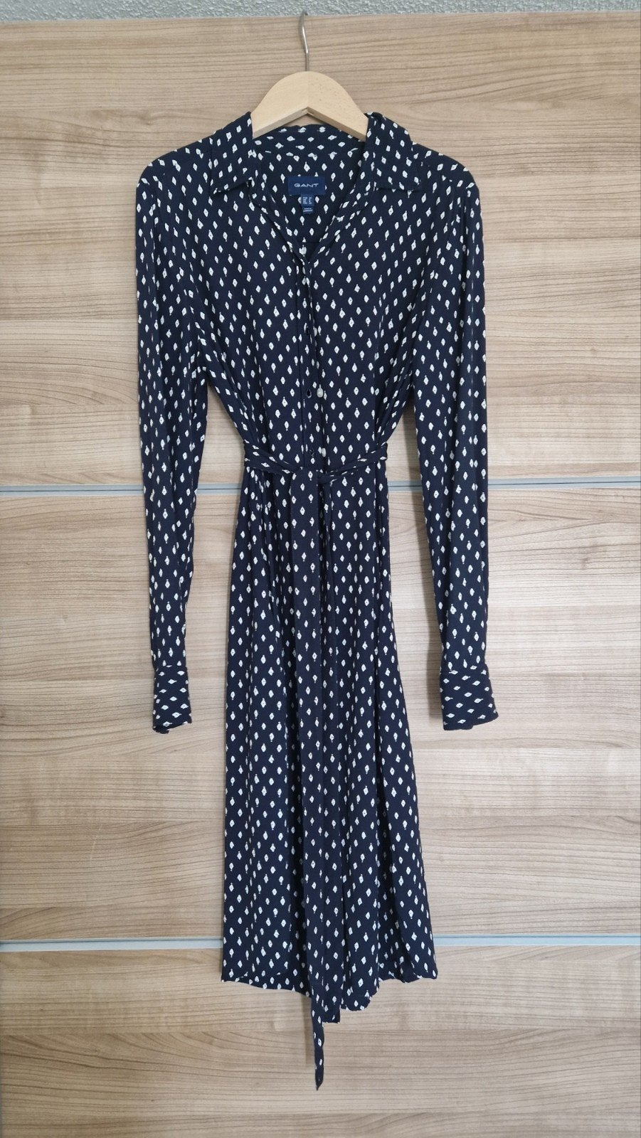 GANT Jurk met print en ceintuur - Maat 34 (S), Blauw, Ophalen of Verzenden, Zo goed als nieuw, GANT