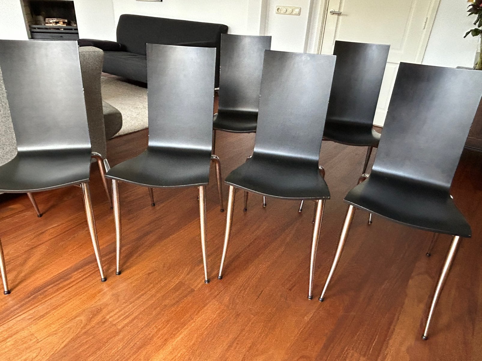 6 Philippe Starck Olly Tango eetkamerstoelen, Huis en Inrichting, Ophalen, Overige kleuren, Zo goed als nieuw, Vijf, Zes of meer stoelen