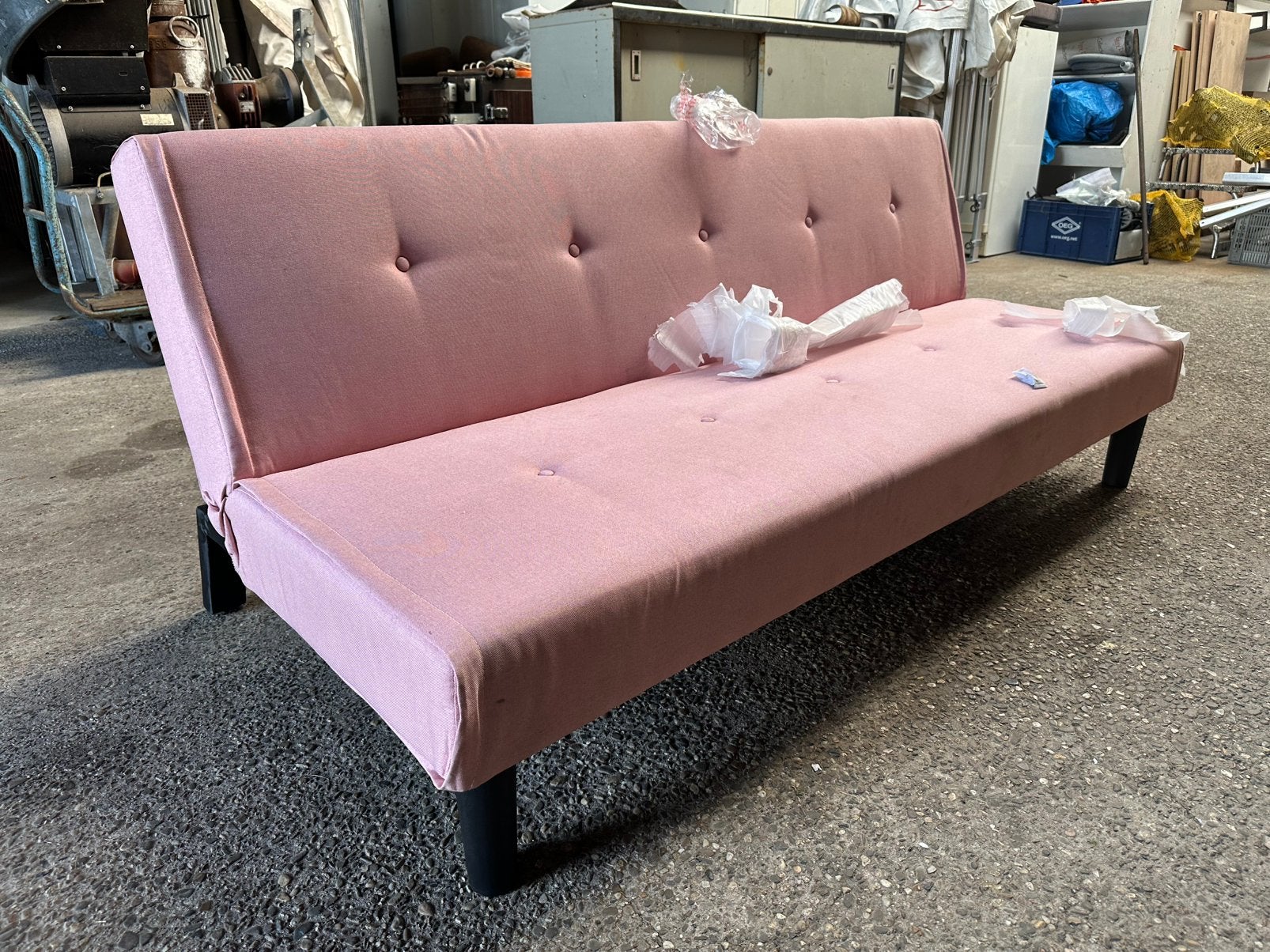 Slaapbank Fluweel Roze - Nieuw uit doos, leen bakker, Linz, 100 cm, Tweepersoons, Zo goed als nieuw, Roze