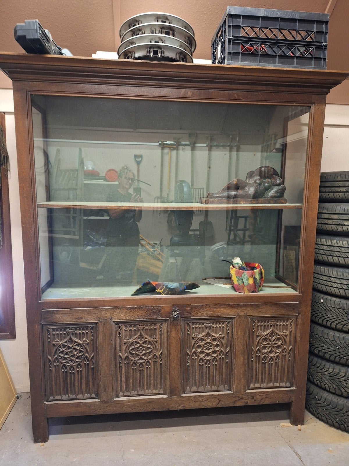 antieke vitrine kast, Ophalen of Verzenden, Gebruikt, 50 tot 75 cm, 150 tot 200 cm