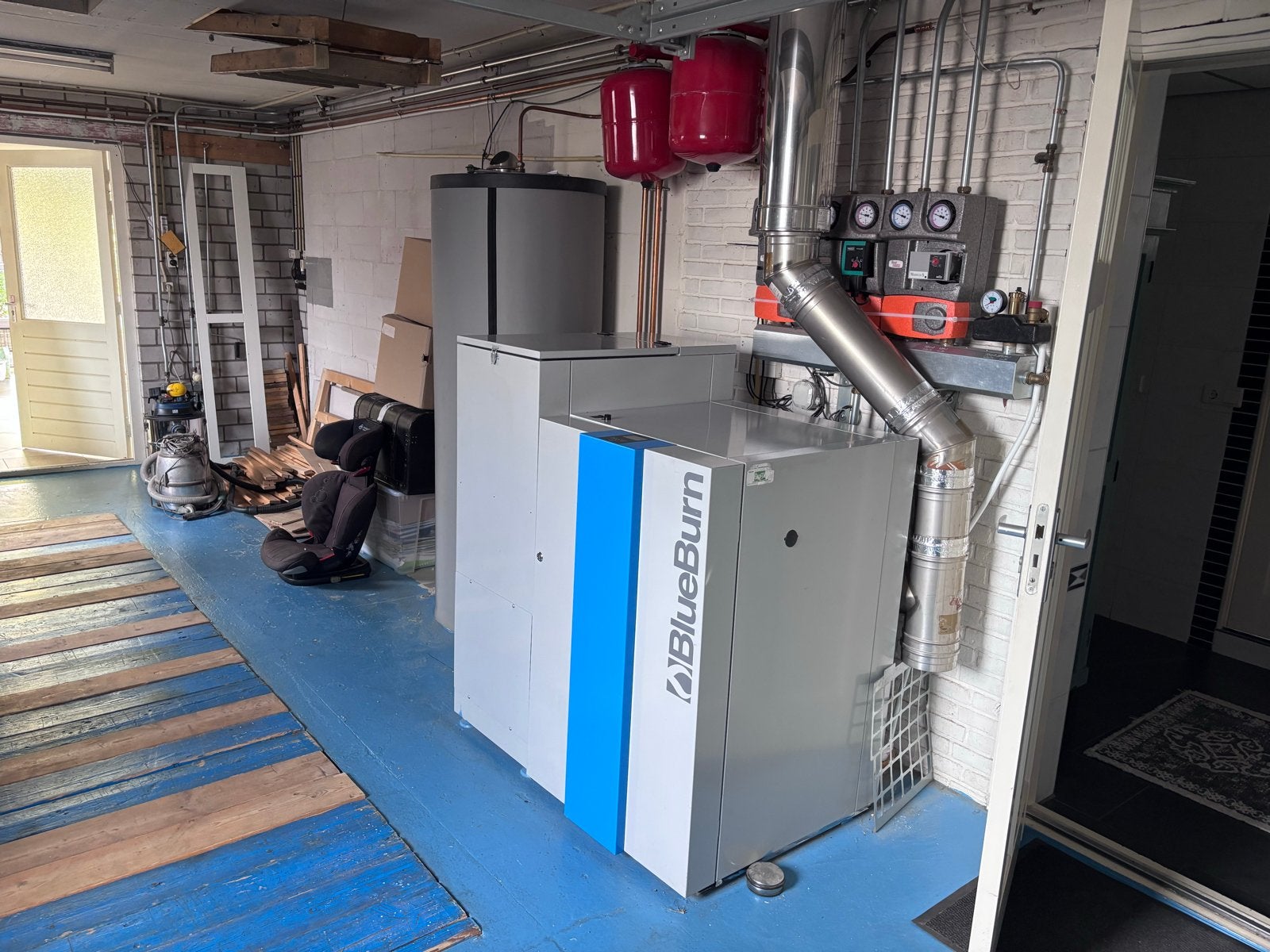 Okofen BlueBurn pelletketel met 300L boiler en toebehoren, Ophalen, Hoog rendement (Hr), Overige typen, Zo goed als nieuw