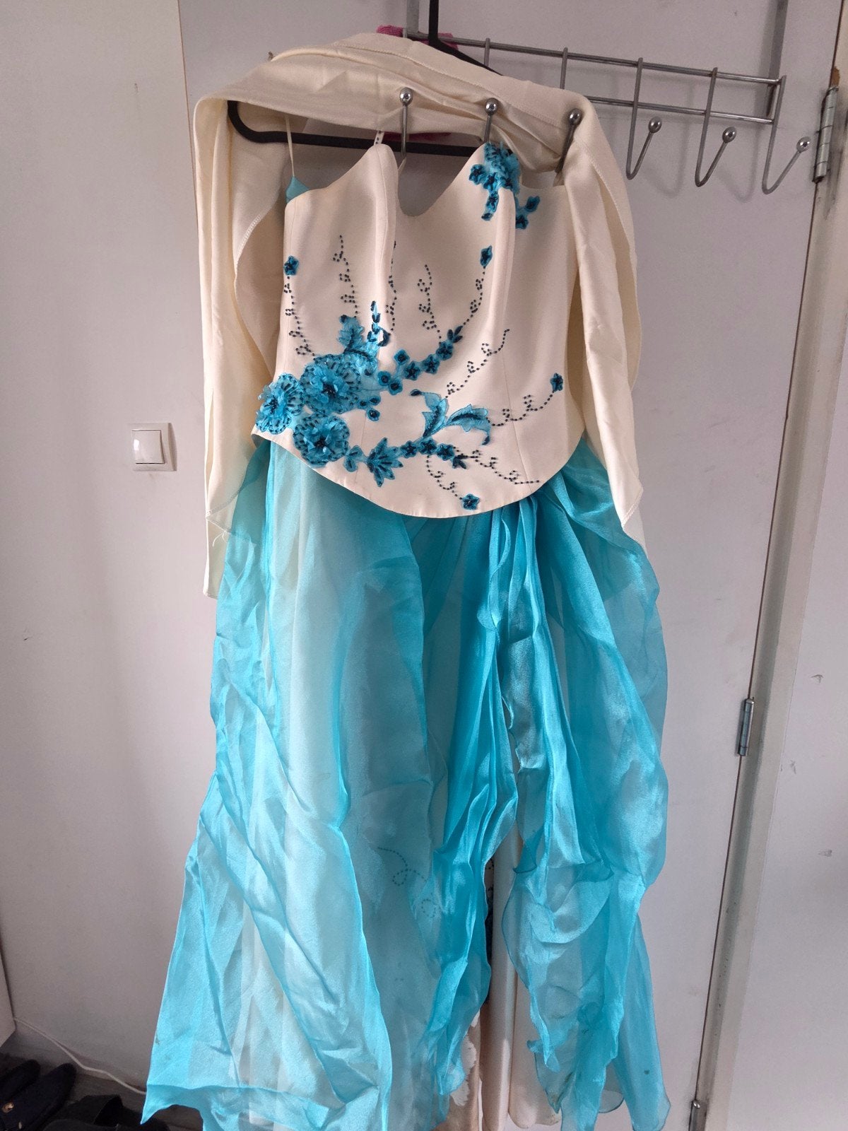 Feestjurk met koffievlekken, maat 38, Kleding | Dames, Galajurk, Blauw, Ophalen of Verzenden, Maat 34 (XS) of kleiner