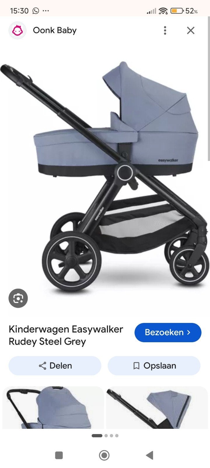 Easywalker Rudey Steel Grey kinderwagen met reiswieg, Ophalen of Verzenden, Zo goed als nieuw, Met reiswieg, Kinderwagen