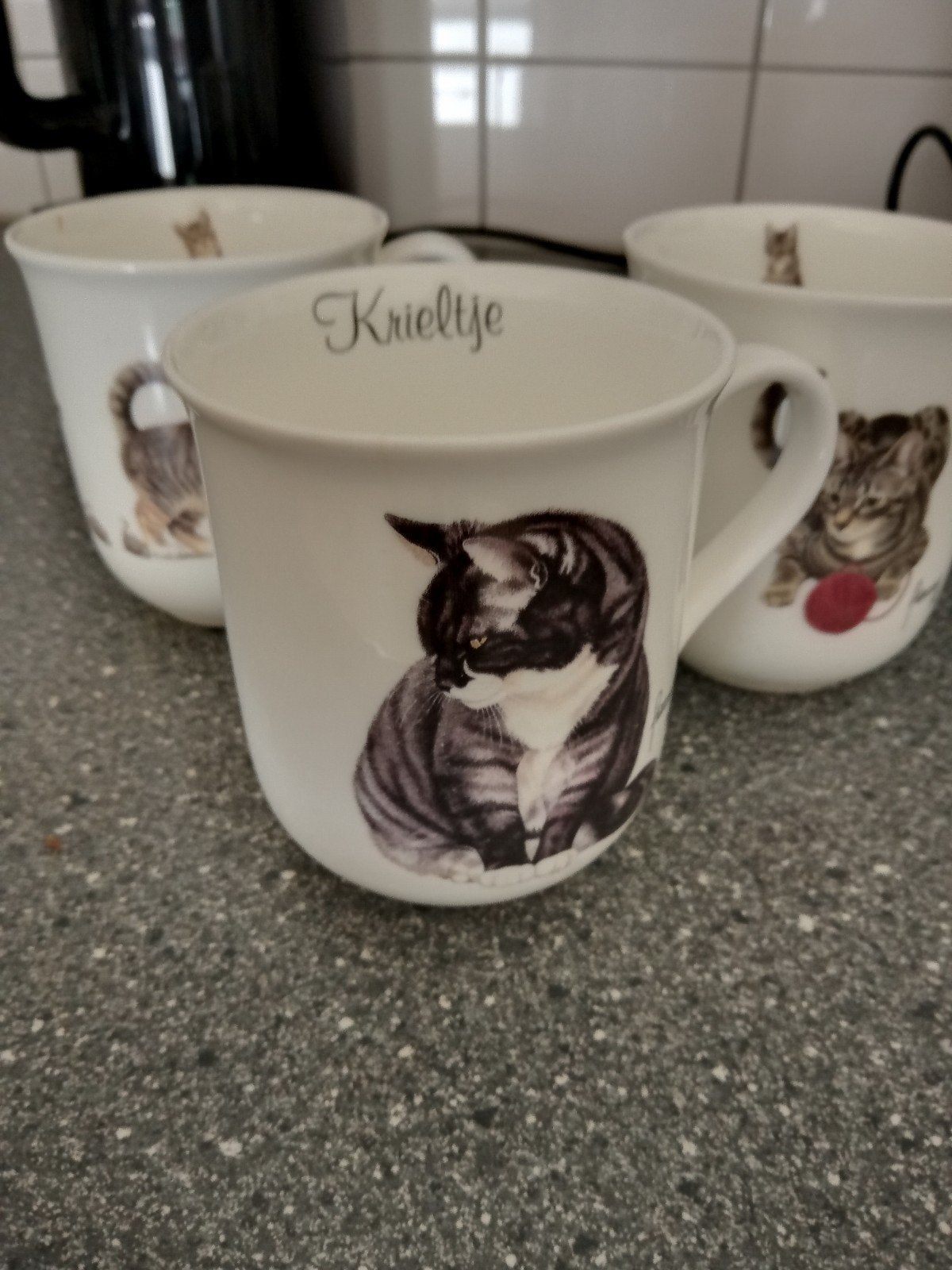 Francien van Westering Katten Mokken - Set van 3, Gebruikt, Overige merken, Keramiek, Overige stijlen