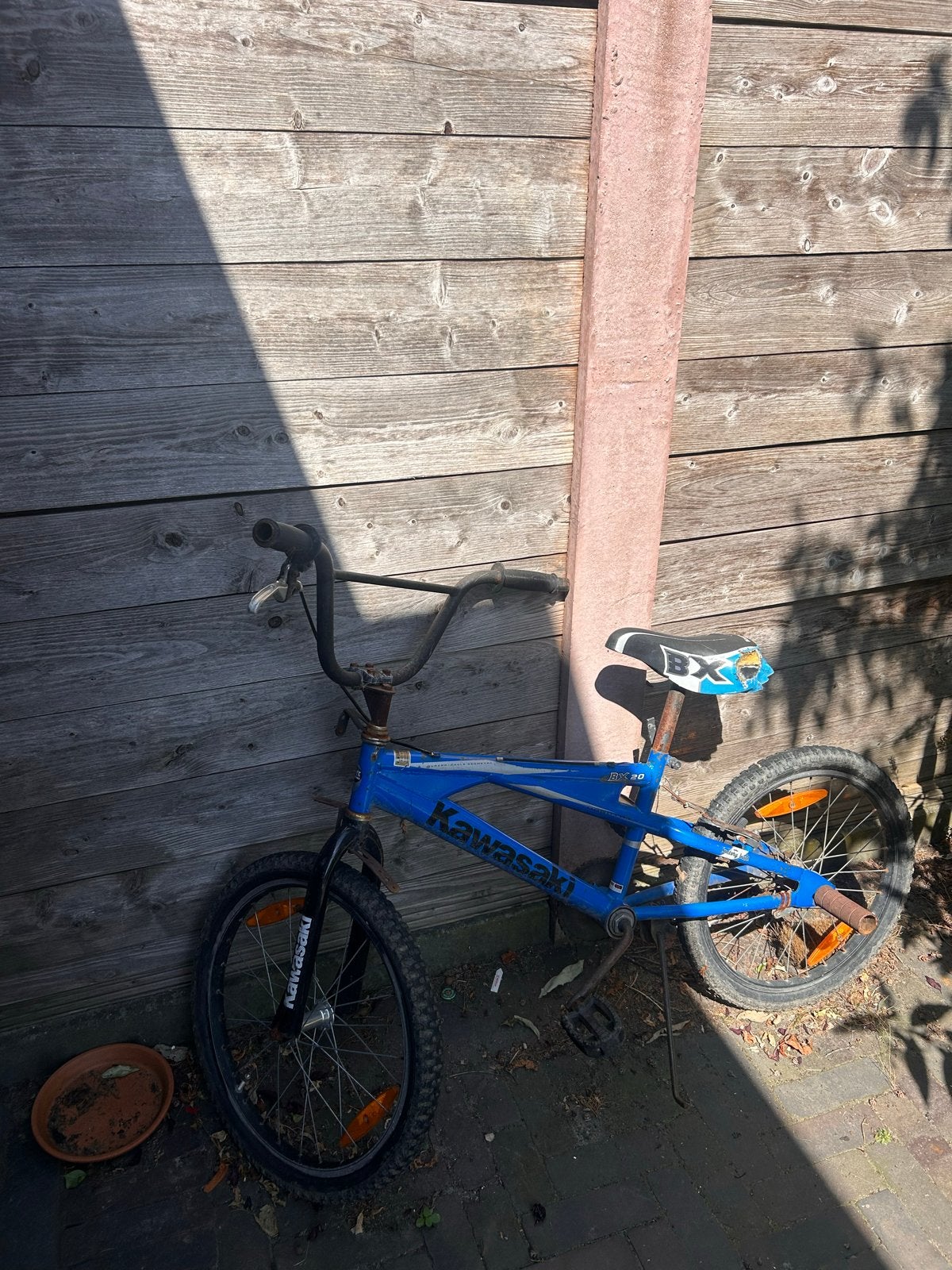 Kawasaki BMX opknapper - Blauw, Fietsen en Brommers, Fietsen | Crossfietsen en BMX, Ophalen, Gebruikt, Staal, Velgrem