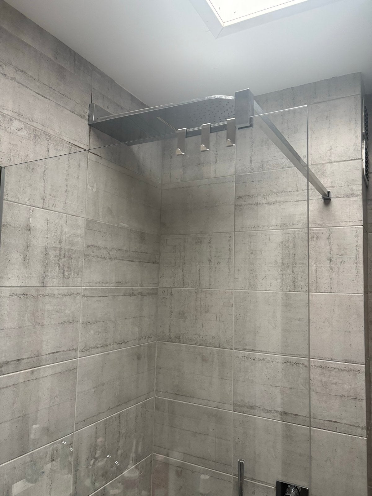 Glazen douchewand met regendouche en handdouche, Ophalen, Gebruikt, Glas, Douche