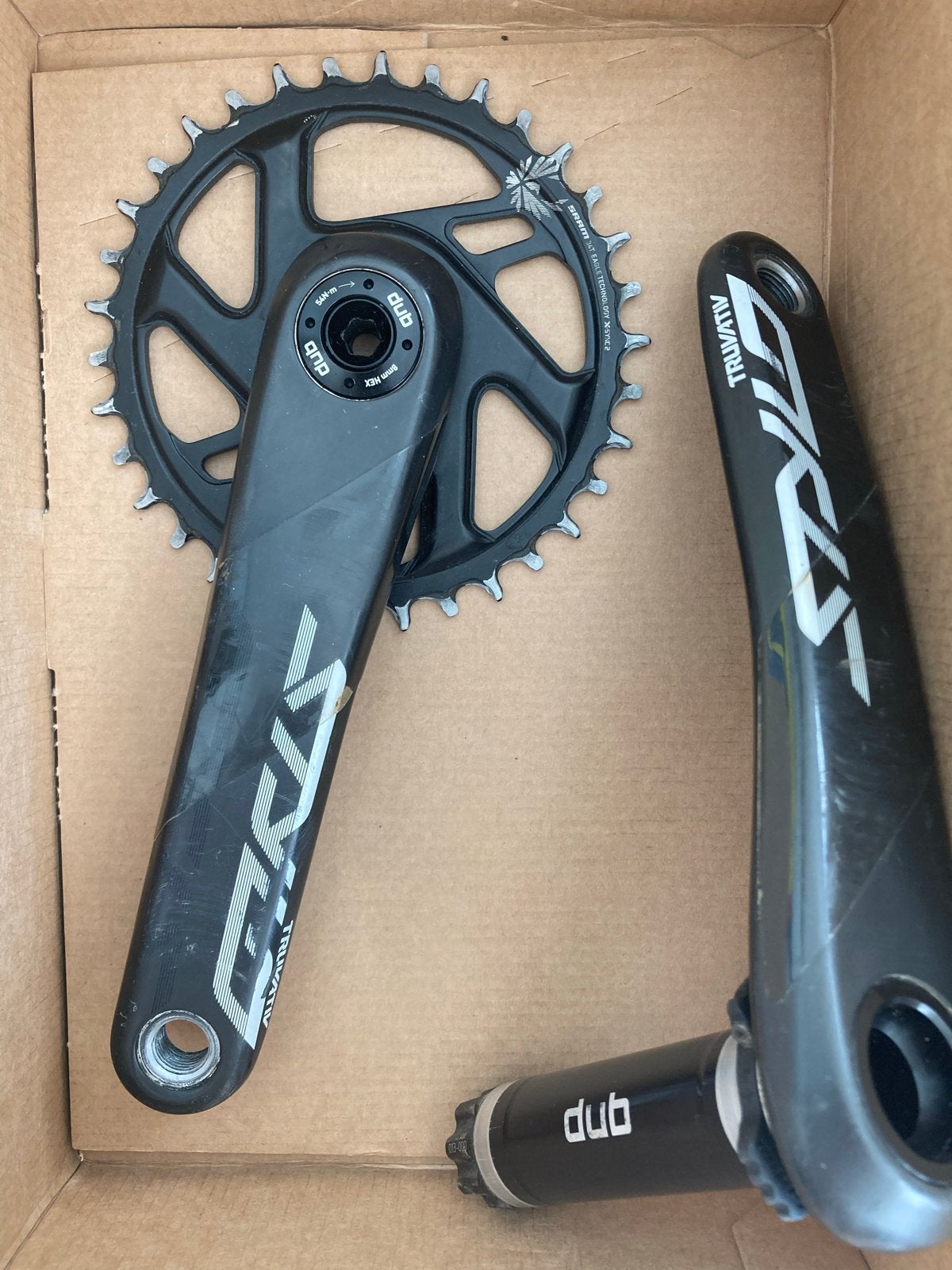 Truvativ Stylo Carbon crankstel 175mm DUB Eagle 34t, Crankstel of Pedalen, Gebruikt, Ophalen of Verzenden, Mountainbike