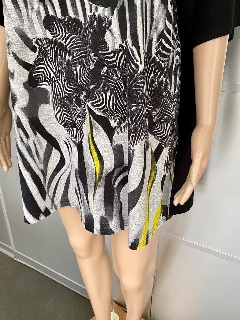 i226 Doris Streich mt 50=XXL lang top shirt zwart/grijs/geel, Maat 46/48 (XL) of groter, Ophalen of Verzenden, Zo goed als nieuw