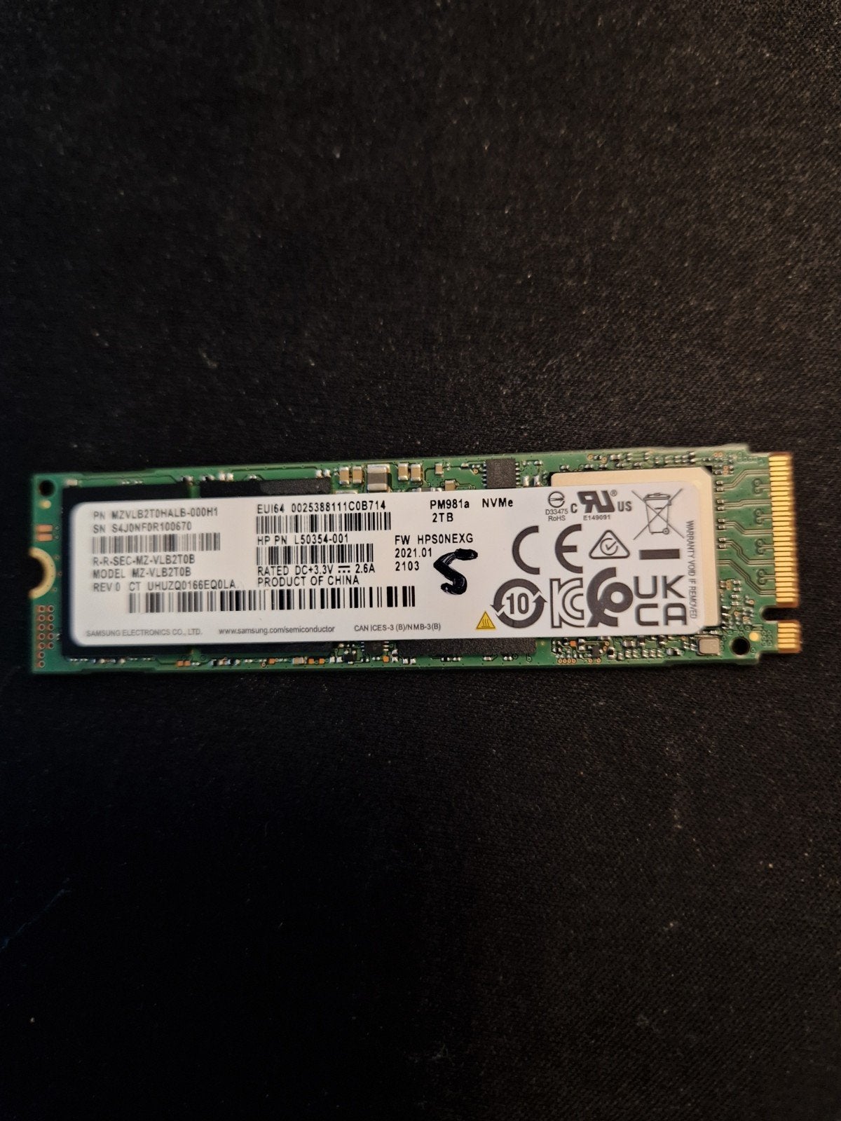 Samsung PM981a NVMe SSD 2TB M.2, Computers en Software, Intern, Server, SSD, Ophalen of Verzenden