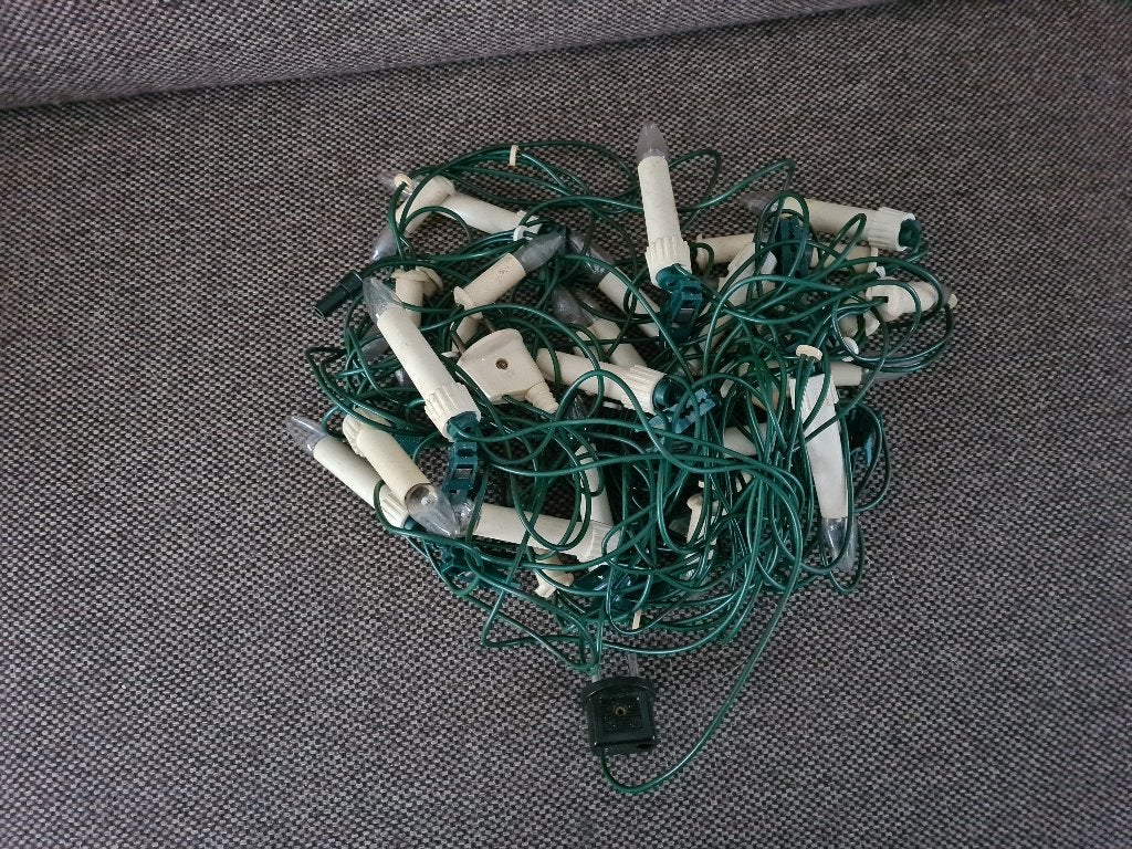Ouderwetse kerstverlichting met kaarslampjes, Ophalen of Verzenden, Gebruikt