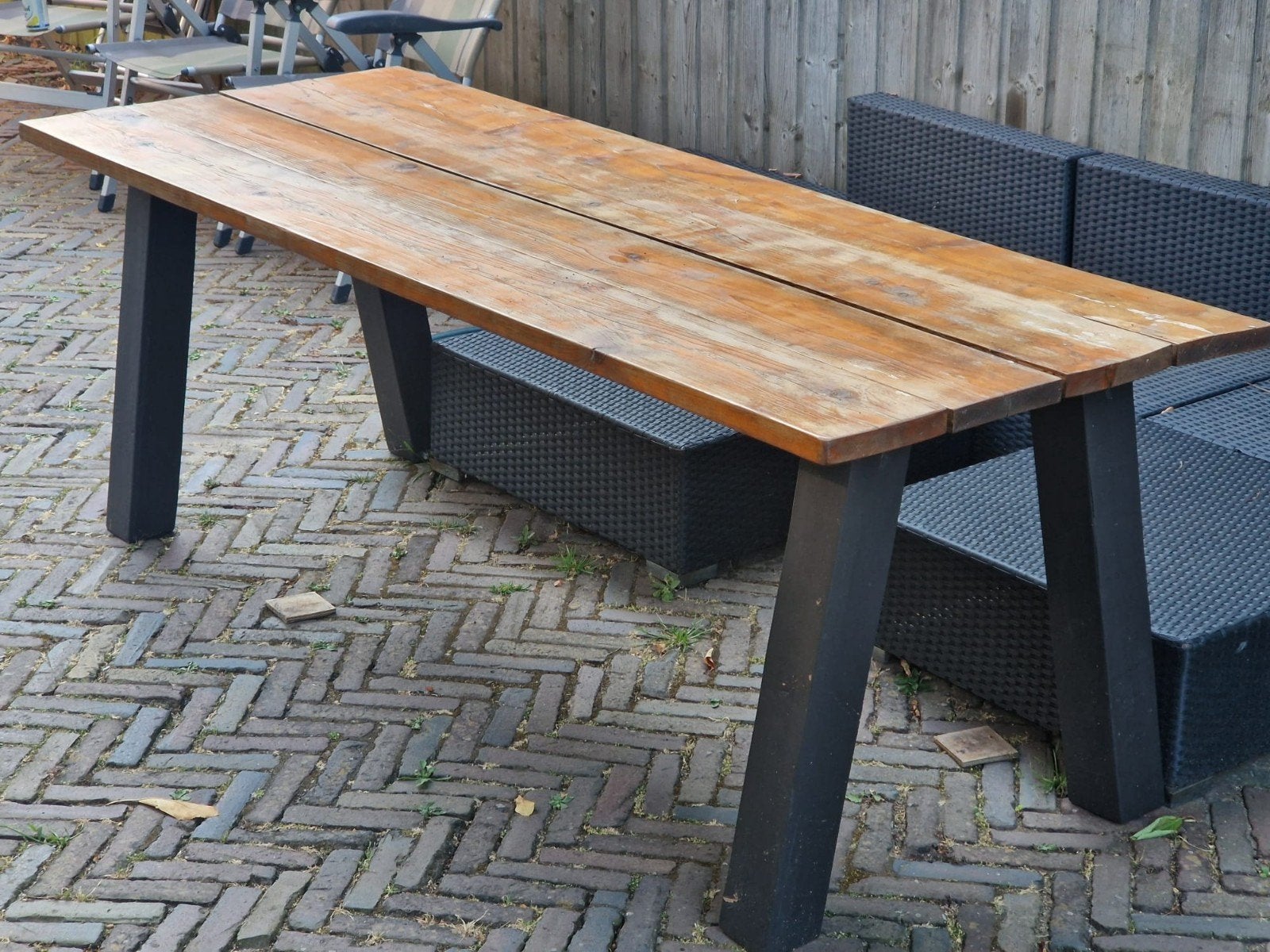 Houten tuintafel - L210 x B80 x H75 cm, Tuin en Terras, Ophalen, Gebruikt, Rechthoekig, Hout
