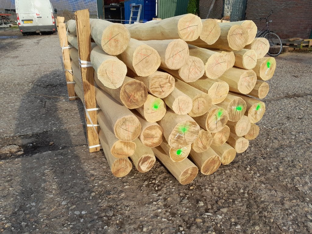 Spintvrij geschuurde robinia, schommelpalen 3,5 mtr 14/16 di, Tuin en Terras, Palen, Balken en Planken, Ophalen, Nieuw, 250 cm of meer