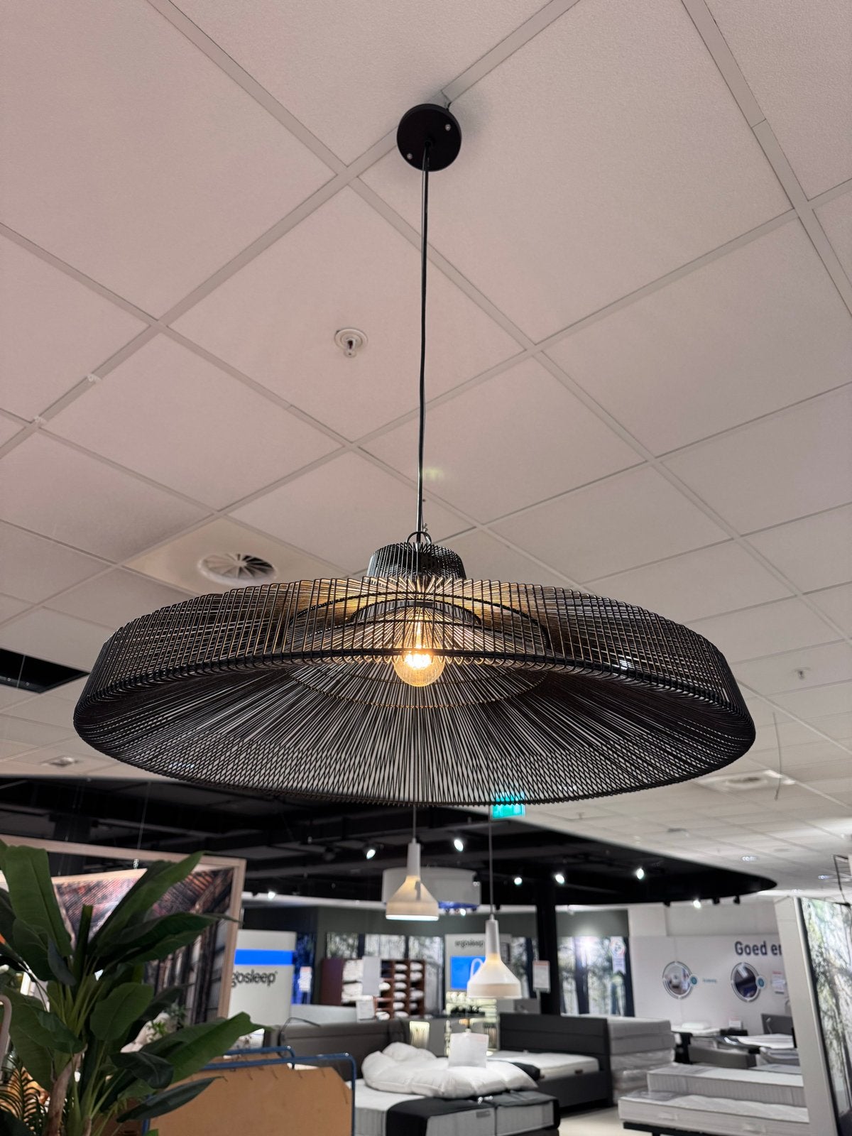 Moderne Zwarte Draadstalen Hanglamp - Ed van Veldhoven, Ophalen, Zo goed als nieuw, Metaal, E27 (groot)