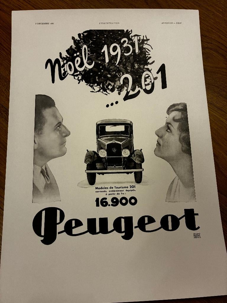 Peugeot 201 reclame,oldtimer, Ophalen of Verzenden, Nieuw, Overige typen