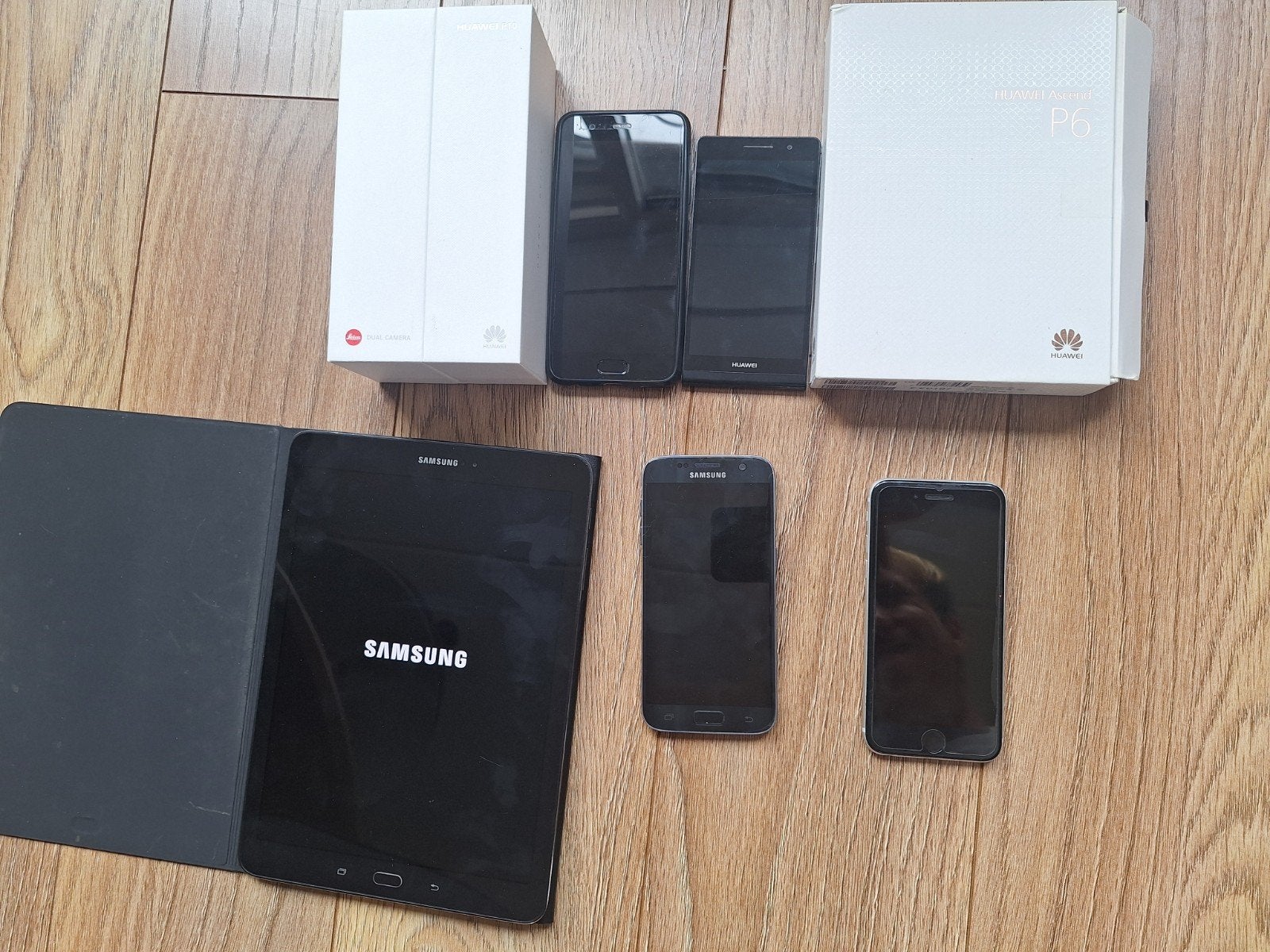 Partij telefoons en tablet: S7, S2, iPhone 6 en 2x Huawei, Zwart, 32 GB, Ophalen of Verzenden, S