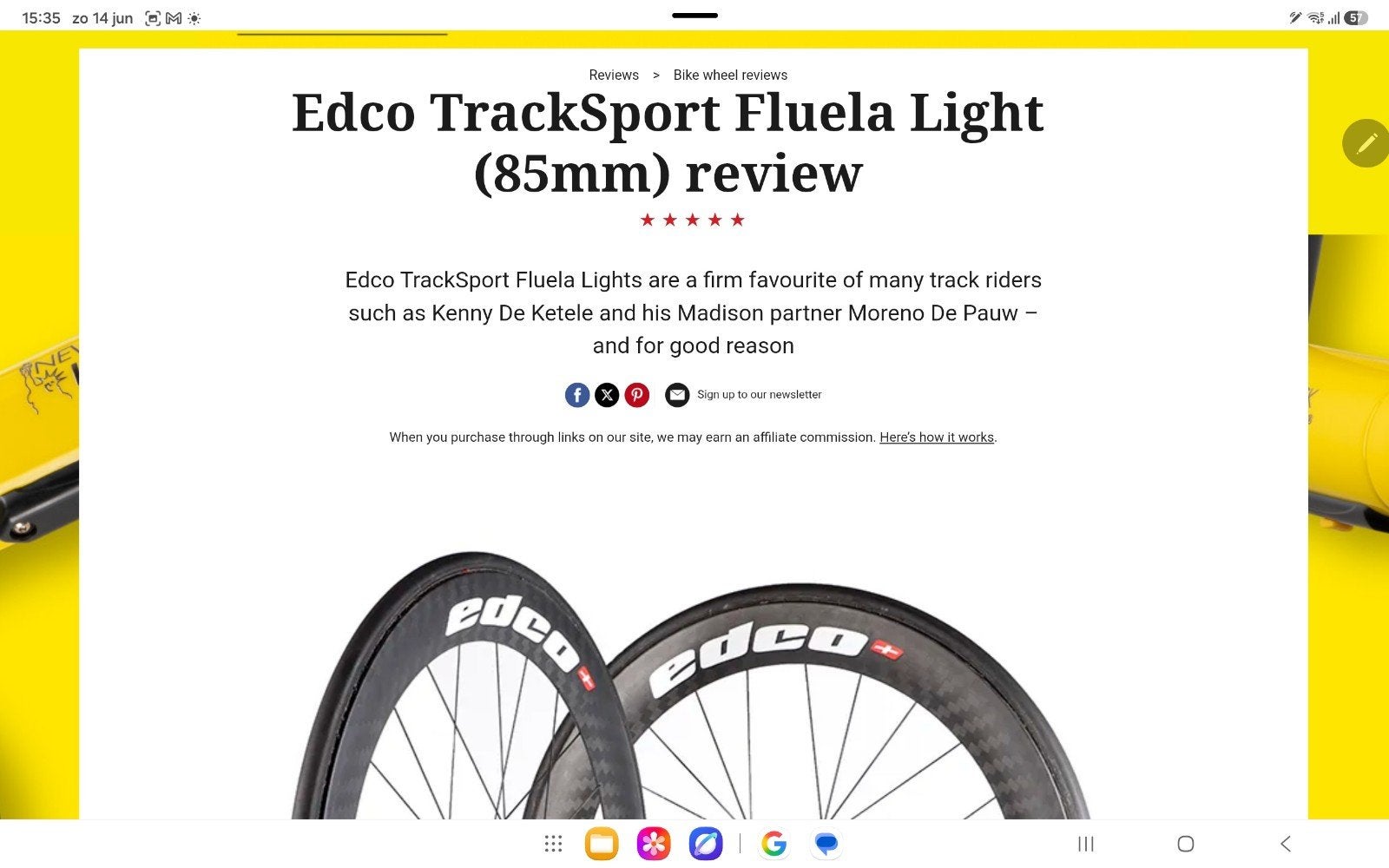 Edco Fluela light carbon 85mm, Carbon, Zo goed als nieuw, Meer dan 20 versnellingen, Ophalen
