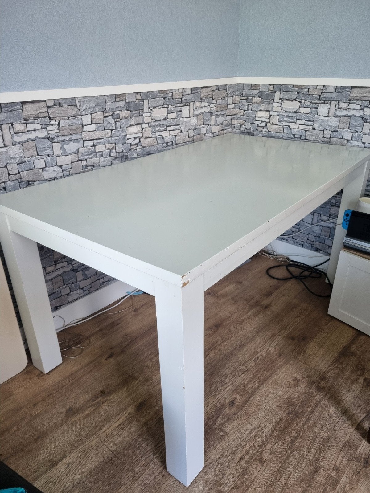 Witte eettafel 160x90, Gebruikt, 150 tot 200 cm, Vier personen, Rechthoekig