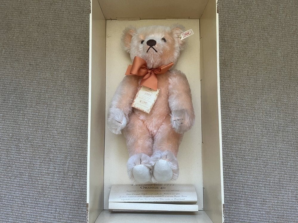 Steiff Holland Bear 1995 Oranje 40 in doos met certificaat, Verzamelen, Beren en Cherished Teddies, Ophalen of Verzenden, Gebruikt