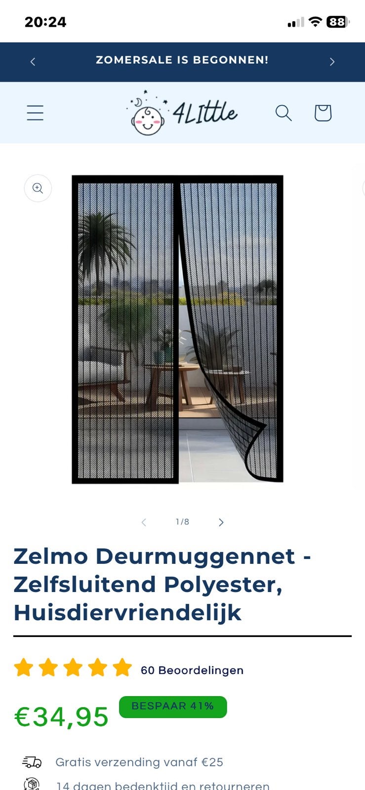 Vliegengordijn met magneten, Ophalen of Verzenden, Zo goed als nieuw, Binnendeur, 200 tot 215 cm