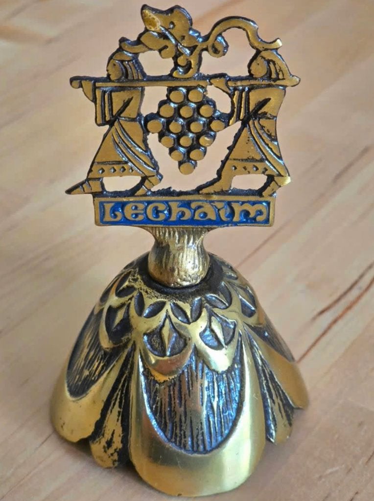 Vintage Judaica Lechaim bronzen bel, Ophalen of Verzenden