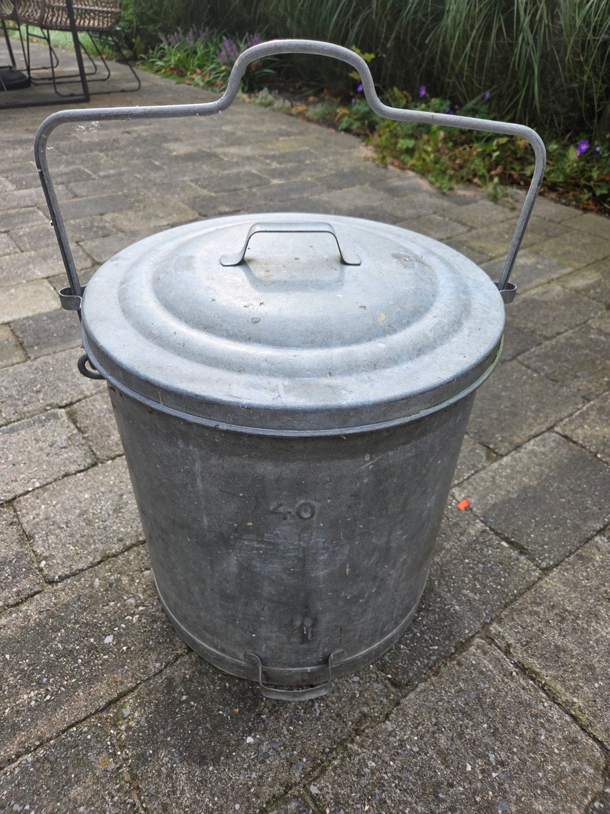 Vintage gegalvaniseerde vuilnisbak, 40 liter of meer, Ophalen of Verzenden
