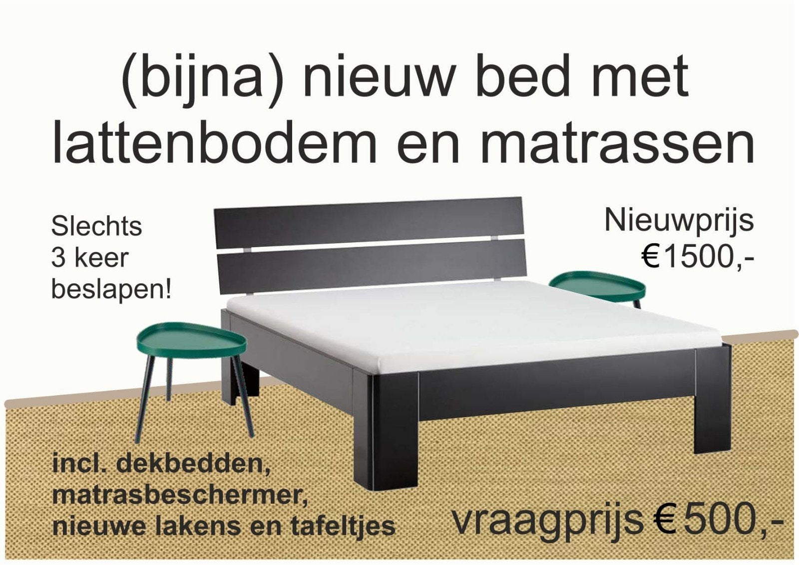 2 persoons bed, Huis en Inrichting, Ophalen, Eenpersoons