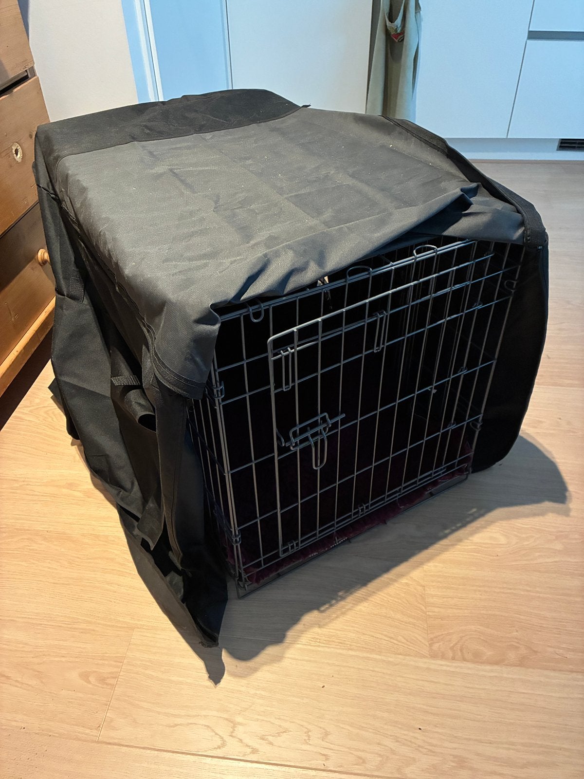 Grote hondenbench met een hoes en een kleed., Dieren en Toebehoren, Ophalen, Gebruikt