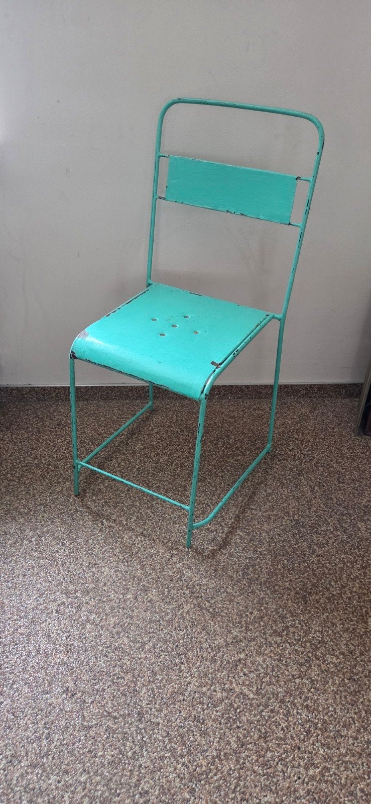 vintage kleurig ijzeren stoeltje, Huis en Inrichting, Stoelen, Ophalen, Gebruikt, Eén