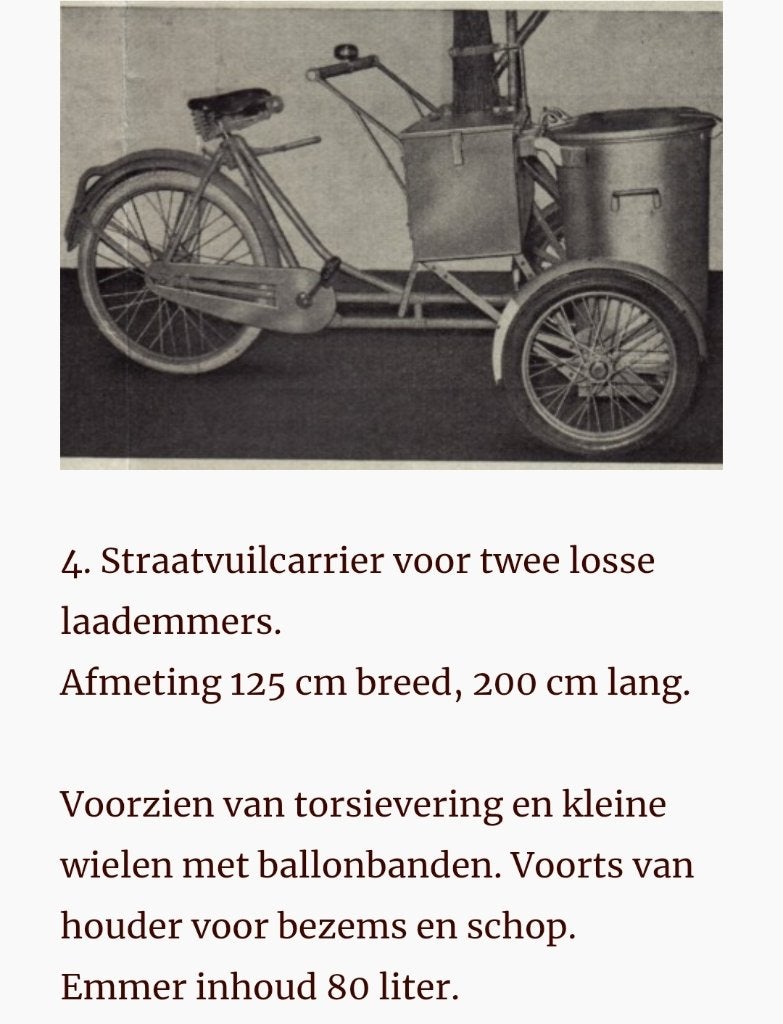 Vintage bakfiets, verzamelobject, straatvuilcarrier, Fietsen en Brommers, Ophalen, Gebruikt, Goederen