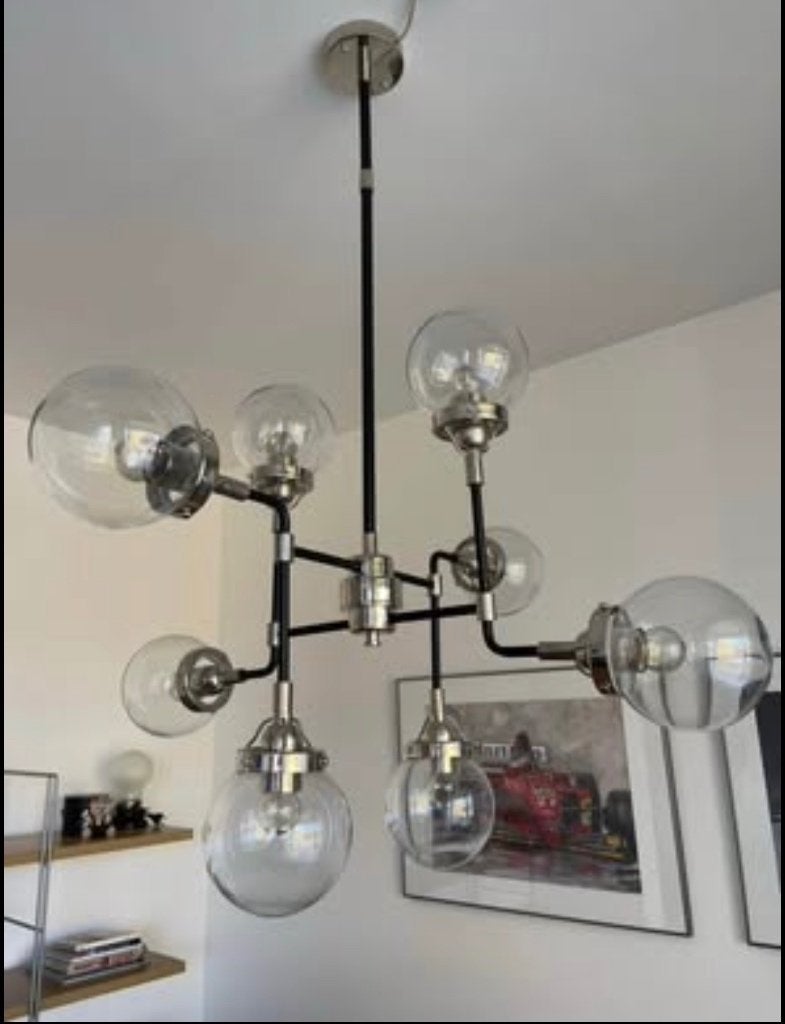 Hanglamp Riverdale Sacha Zwart 150 cm, Huis en Inrichting, Ophalen of Verzenden, Zo goed als nieuw, Glas