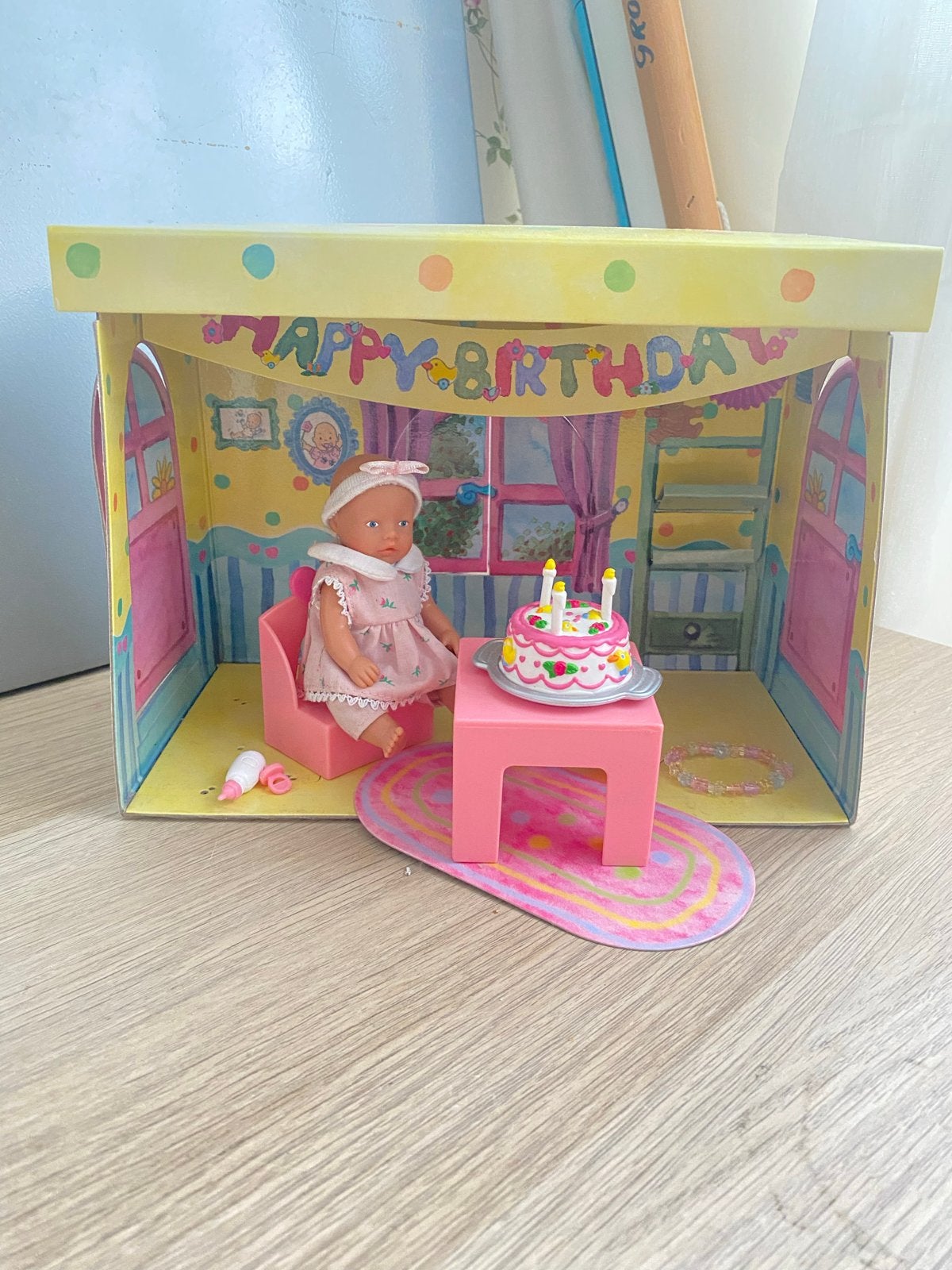 Mini Baby Born Verjaardagset met pop en accessoires, Ophalen of Verzenden, Zo goed als nieuw, Babypop