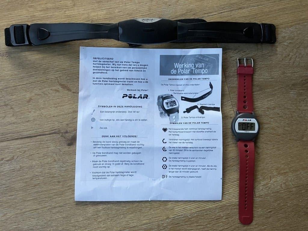 Polar Tempo hartslagmeter, Sport en Fitness, Hartslagmeters, Ophalen of Verzenden, Zo goed als nieuw, Polar, Met borstriem