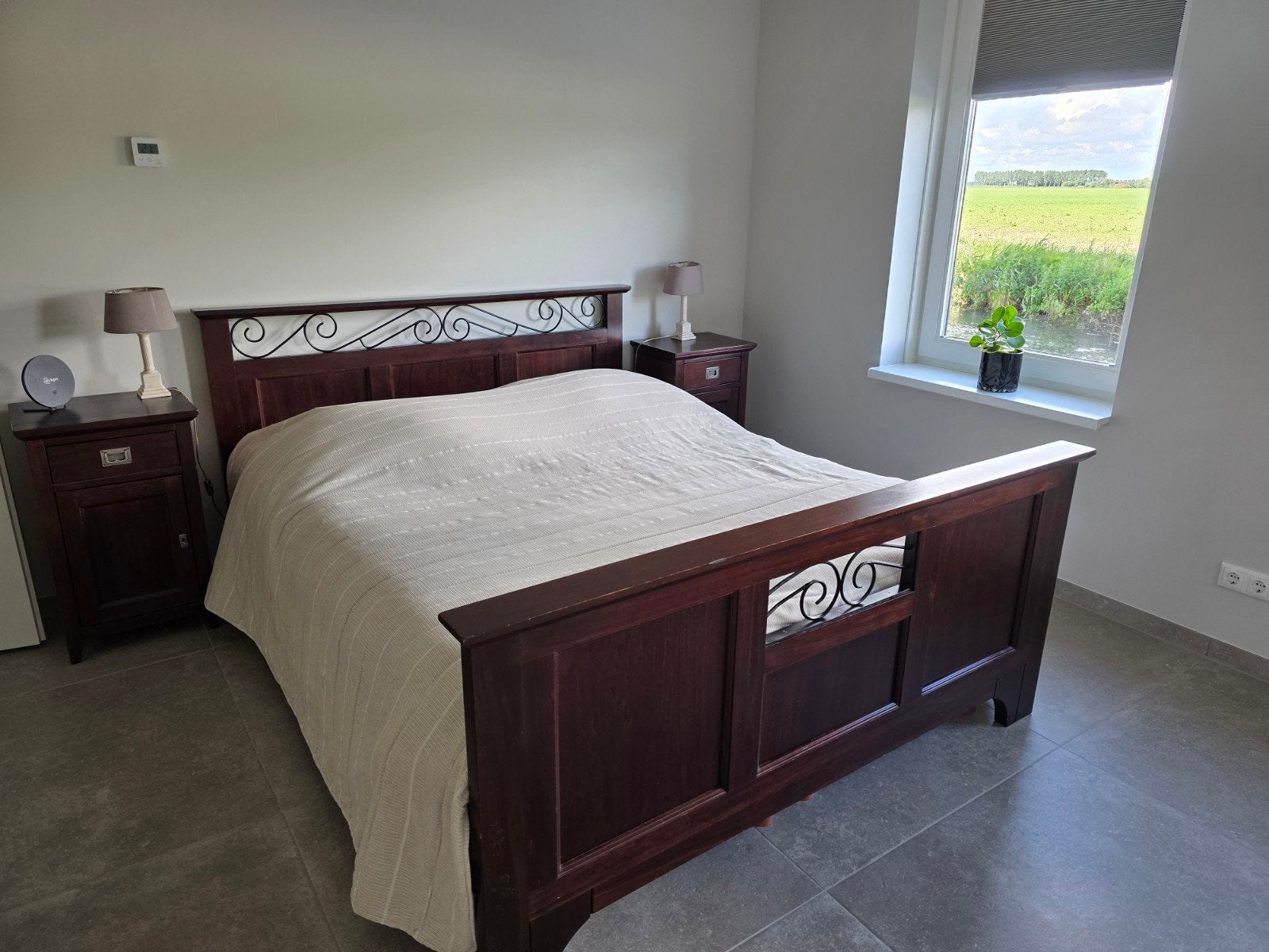 Tweepersoonsbed incl. nachtkastjes - 160x200 cm, Ophalen, Gebruikt, Bruin, Tweepersoons