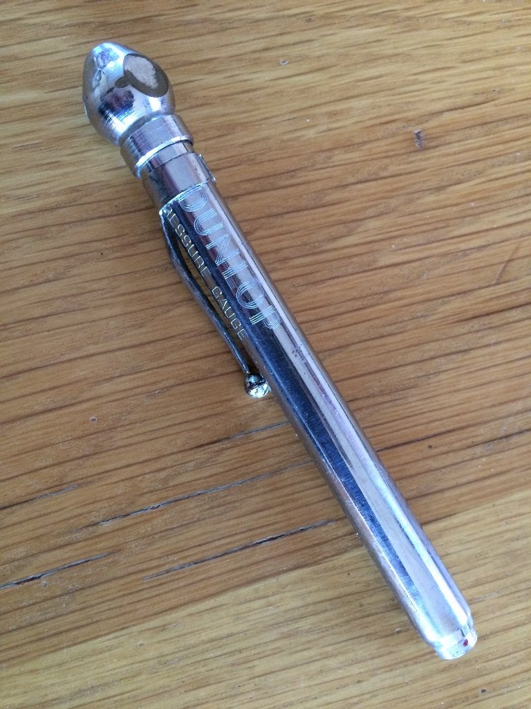 RUILEN: antieke Dunlop bandenspanningsmeter voor oldtimer, Ophalen of Verzenden