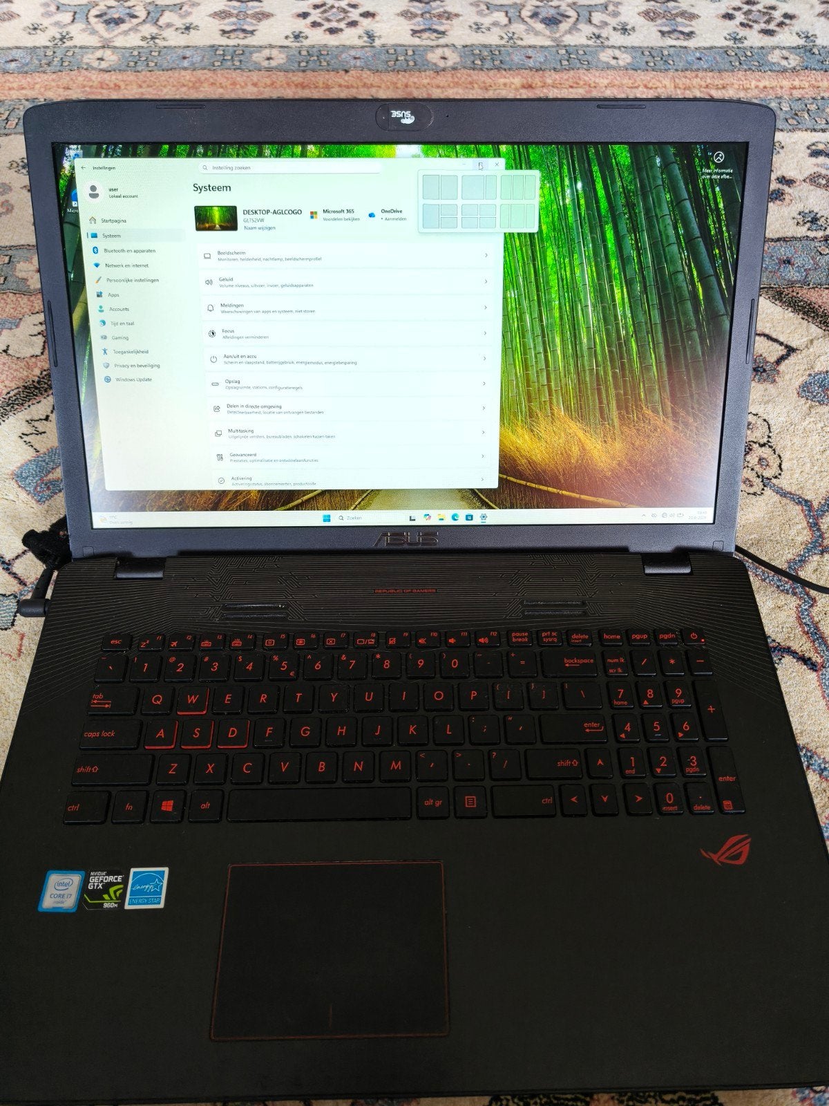 ASUS ROG Gaming Laptop i7-6700HQ, 8GB RAM, GTX 960M, Gebruikt, Met videokaart, 2 tot 3 Ghz, Qwerty