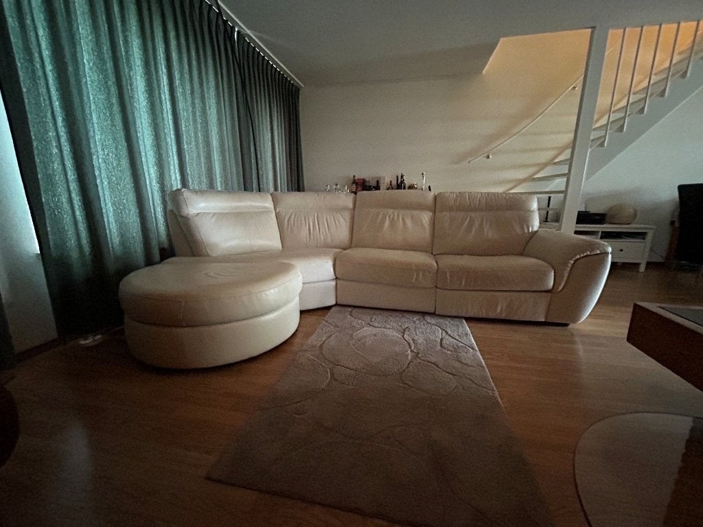 Lederen zitbank met hooker,  3 a 4 persoons, Huis en Inrichting, Banken | Bankstellen, Ophalen, 250 tot 300 cm, Gebruikt, Klassiek italiaans