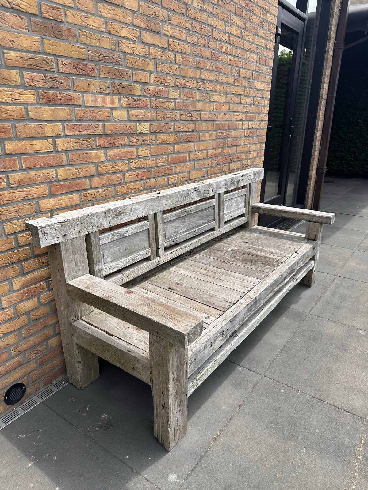 Robuuste houten tuinbank - Vintage look, Ophalen, Gebruikt, Hout