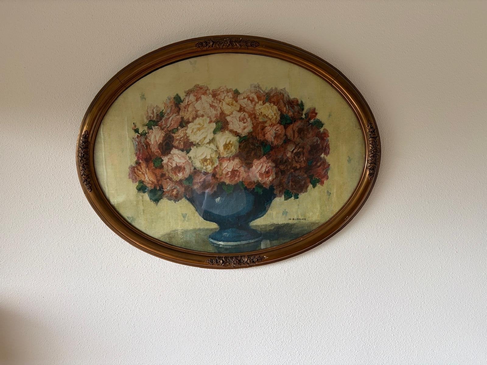 Stilleven bloemen met bijpassende lijst, Antiek en Kunst, Kunst | Schilderijen | Klassiek, Ophalen, Ingelijst, Stilleven