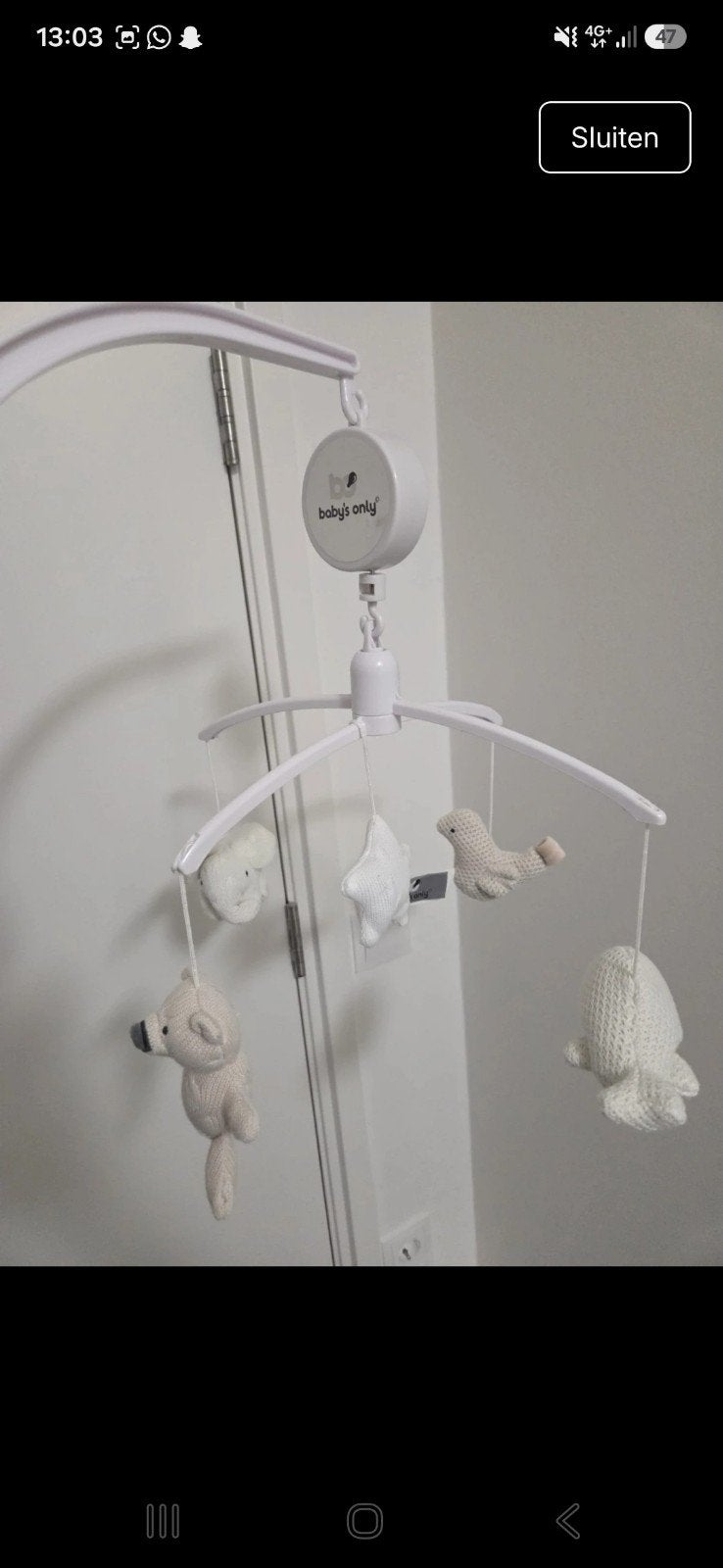 Mooie witte boxmobiel van Baby's Only, Ophalen of Verzenden, Zo goed als nieuw, Mobiel