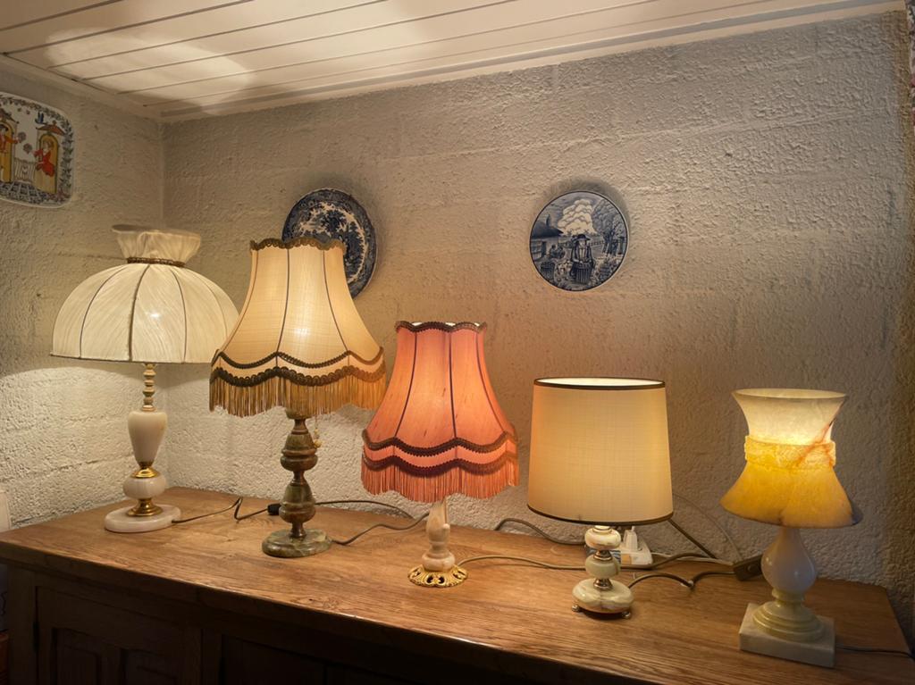 Vintage tafellampen schemerlampen franjes retro boudoir onyx, Ophalen of Verzenden, Minder dan 50 cm